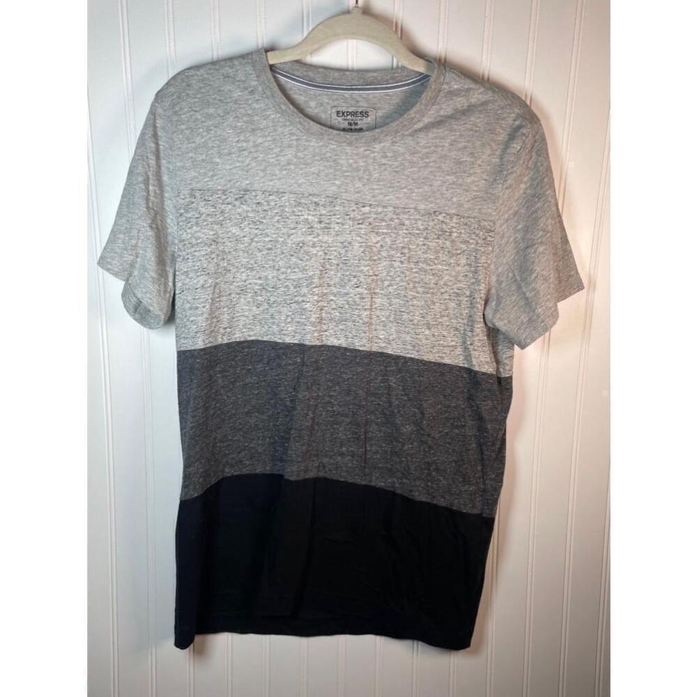 Men's Express Gray Color Block T-Shirt - Size M